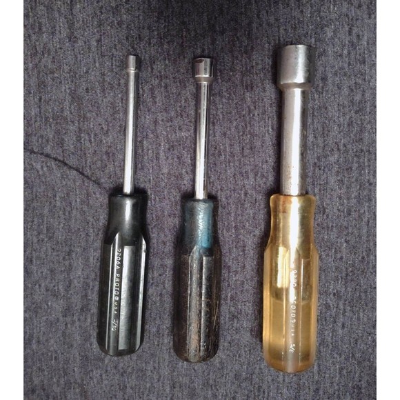 Lot of 3 Nut Driver PROTO PROFESSIONAL TOOLS 3/16" 5/8" 3/8" Plastic SAE - Picture 1 of 3
